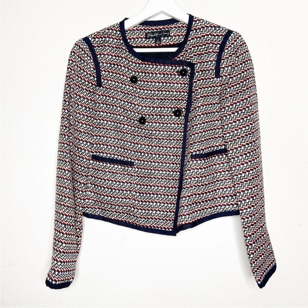 NWOT Elizabeth and James Freddie Zig Zag Linen Blend Jacket Sz 8 MSRP $495 - Picture 3 of 10